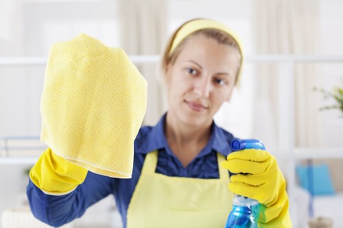 Cleaner inspecting a property before move out cleaning