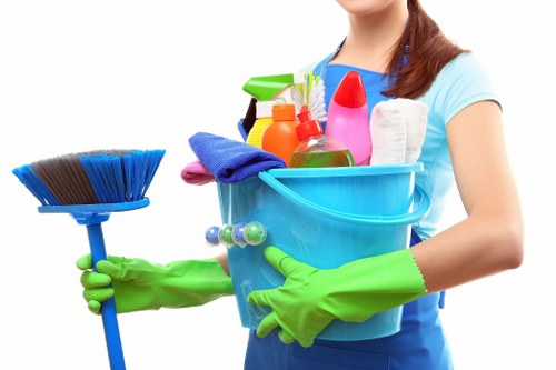 Cleaning an office kitchenette during end of lease service