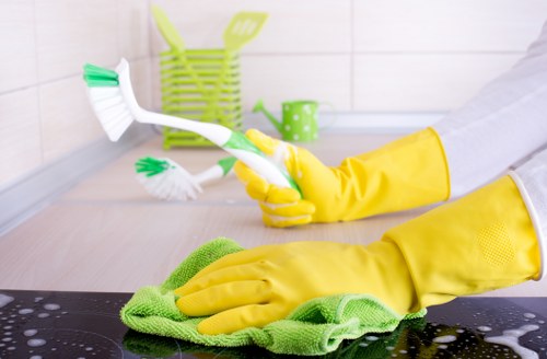 Deep cleaning of kitchen surfaces during a move out clean