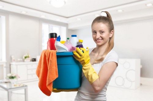Protective gloves and cleaning tools used for safe end of tenancy cleaning
