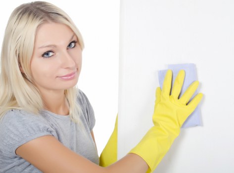 Commercial cleaning team preparing an office for handover