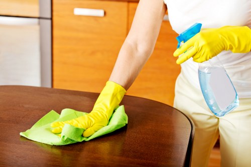 Move out cleaning equipment and a freshly cleaned room